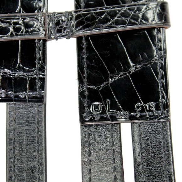 Leather & Crocodile Double Buckle Etrivière Belt main image 7
